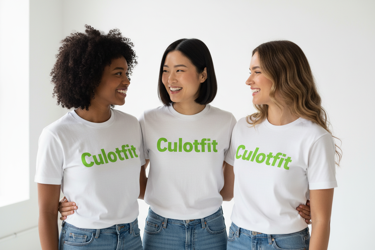 Women wearing Culotfit t-shirts looking at each other